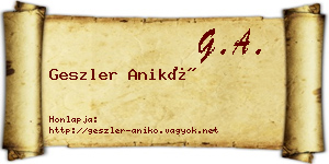 Geszler Anikó névjegykártya